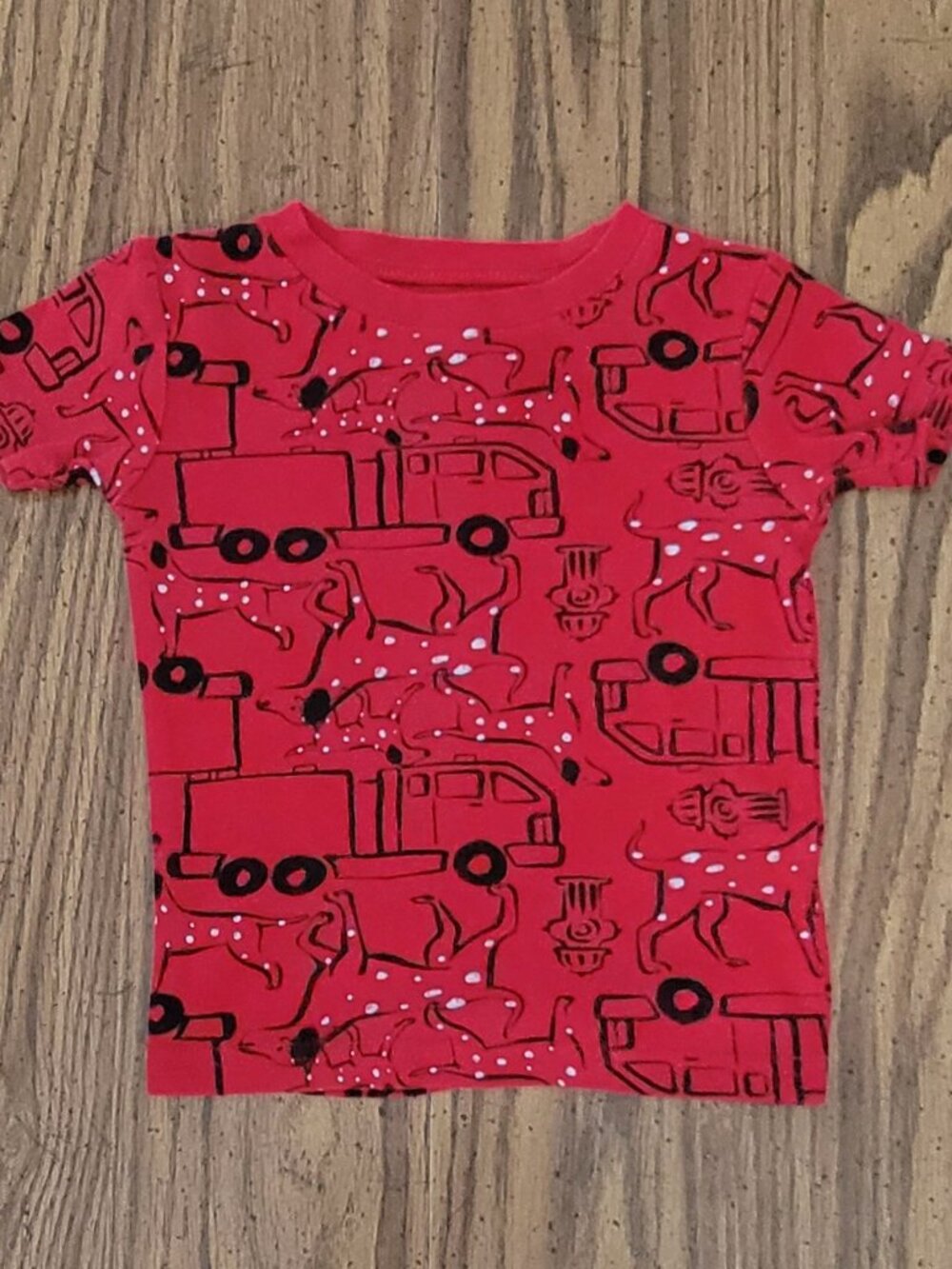 Carter’s 3T Fire Truck Dalmation Pajama Top Red Toddler Boys Short Sleeve